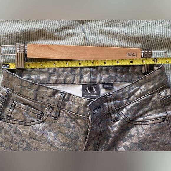 ARMANI EXCHANGE nwot Metallic Low Rise Skinny Jean Pant 0, 24 - Picture 5 of 7